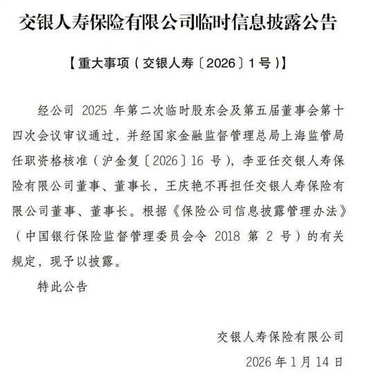 交银人寿换帅!35年交行老将接棒董事长 第1张 交银人寿换帅!35年交行老将接棒董事长 第1张