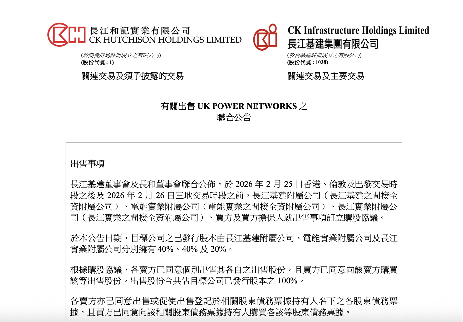 套现超千亿,李嘉诚旗下“长和系”清仓英国电网资产 第1张 套现超千亿,李嘉诚旗下“长和系”清仓英国电网资产 第1张